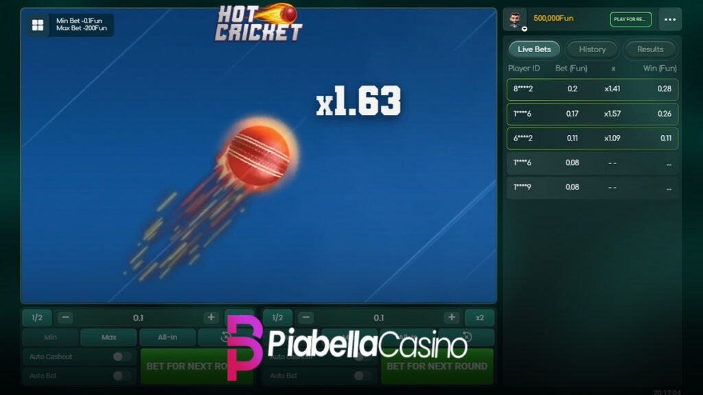 Piabella Hot Cricket oyunu