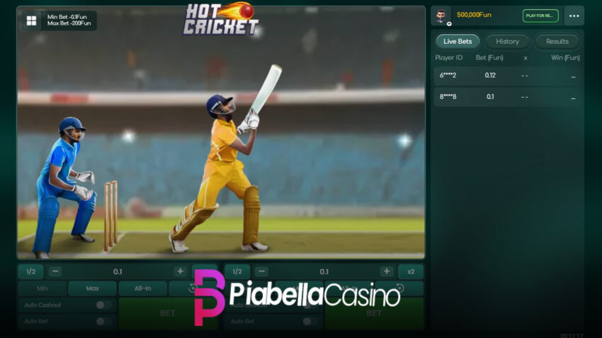 Piabella Hot Cricket oyunu